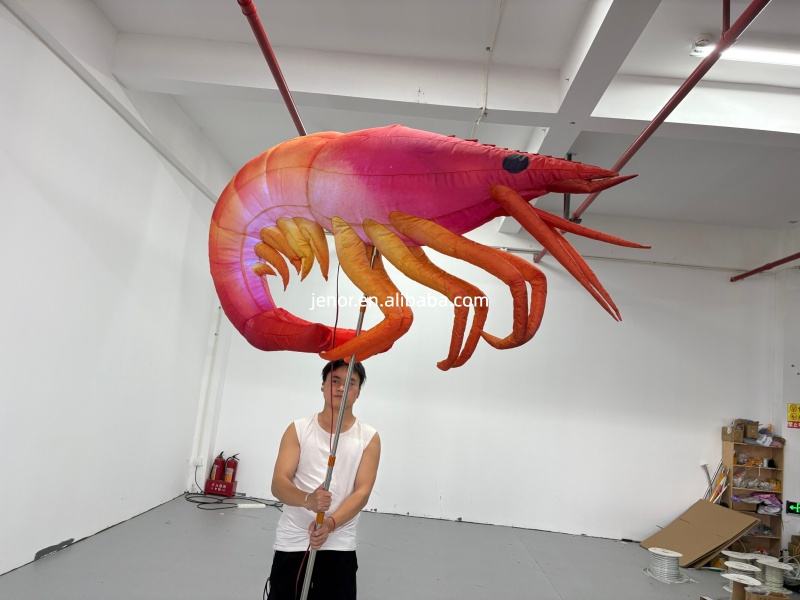 LED Light Inflatable Shrimp Puppet Blow up Prawn Parade Prop Ocean ...