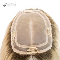 Postiche Bob Blond Premium avec Mèches Naturelles pour Femmes Souffrant de Perte de Cheveux, Topper Capillaire à Velcro, Ligne de Cheveux Halo