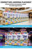 LEON CAPSULE WORLD Centre de divertissement familial Machine de jeu à griffes multi-joueurs en métal pour la capture de poupées et de capsules, équipement d'arcade distributeur de jouets