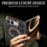 Étui de protection antichute pour iPhone avec support magnétique double axe et double flash diamanté pour écran pliable Apple