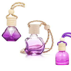 Flacon diffuseur de parfum suspendu pour voiture, en verre transparent de 10 ml, vide, en forme de pomme plate et colorée - Product Image 5