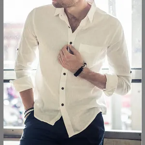 Groothandel Wit China Geïmporteerde Hennep Mannen Blanco Casual Shirts