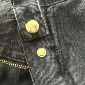 Veste de travail pour homme en denim délavé et vieilli, doublée, coupe oversize, style vintage, col rabattu, poches zippées, style urbain, devant/<span class=keywords><strong>dos</strong></span> - Product Image 2