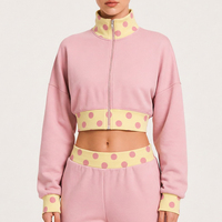 Ensemble de jogging et survêtement de sport pour femme avec logo personnalisé, col montant, coupe lourde, pour entraînement, fitness, gym et loisirs