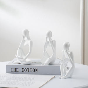 1 ชุด 3 ชิ้น รูปปั้นคนนามธรรมสีทอง กำลังอ่านหนังสือ ของตกแต่งสไตล์ศิลปะหรูหรา สำหรับวางบนโต๊ะ/ชั้นวางหนังสือที่บ้าน - Product Image 3