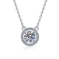 Pendentif en moissanite taille ronde 1CT 2CT, couleur D, pureté VVS, en argent 925 plaqué rhodium, bijou de tous les jours, cadeau