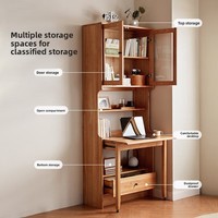 Bureau d'étude pliable multifonctionnel en bois de cerisier moderne et portable avec étagère intégrée et tiroir de rangement pour l'école, la maison ou le bureau