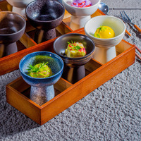 Mangkuk Dessert Keramik Jepang Berkaki Tinggi, Cangkir Es Krim dari Tembikar Kasar, Perlengkapan Meja Restoran, Grosir, Custom