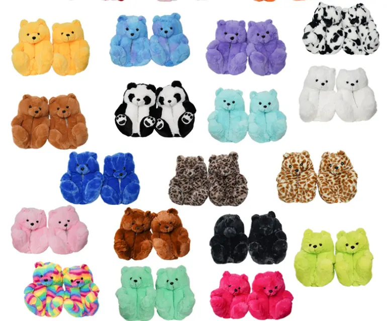 Zapatillas de Oso de Peluche para Mujer y Niña, Zapatillas de Oso de Peluche para Adulto, Talla Única, Venta Al por Mayor, Novedad