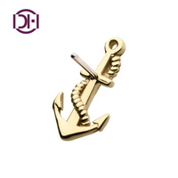 14Kt Jaune Or Sans Fil Ancre Top Labret CZ Haute Polonais Piercing Bijoux Petit Cartilage Stud Langue Nez Accessoire