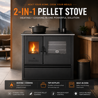 Poêle à bois fiable avec plaque de cuisson en acier au carbone, chauffage autonome pour la maison et la cabane