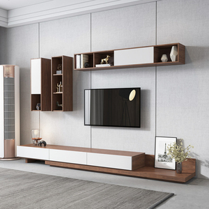 2023 bán chạy nhất quả óc chó và trắng MDF Bảng điều chỉnh 65 inch Bàn cà phê và <span class=keywords><strong>TV</strong></span> tủ đứng Set <span class=keywords><strong>TV</strong></span> bảng - Product Image 2