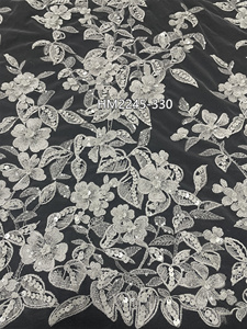 Cao cấp trắng Sequins vải tuyn thêu vải với hạt ren lưới thêu vải cho váy cưới và may mặc - Product Image 2