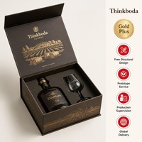 Boîte cadeau personnalisée pour Cognac, coffret rigide pour Brandy avec feuille d'or Vignoble et insert en verre, emballage haut de gamme pour Brandy français
