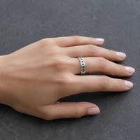Bague anti-stress classique rotative en acier inoxydable, bijou de méditation et de relaxation, motif lune et étoile célestes