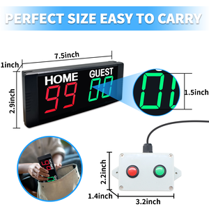 Nhiều trò chơi ghi bàn Hội Đồng Quản trị có thể sạc lại từ 1.5inch LED Mini kỹ thuật số Bảng điểm với điều khiển từ xa & nút hộp điều khiển - Product Image 2