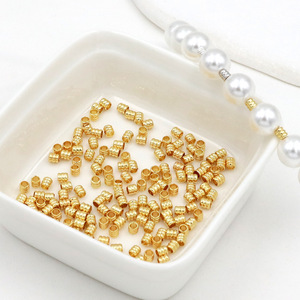 Cuentas de Barril de Tres Capas de Cobre Chapado en Oro de 18k D162, Accesorios de Joyería DIY - Product Image 1