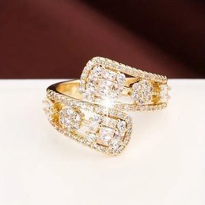 Anello Aperto Regolabile con Zirconi per Donne, Gioiello da Dito Elegante e alla Moda - Product Image 6