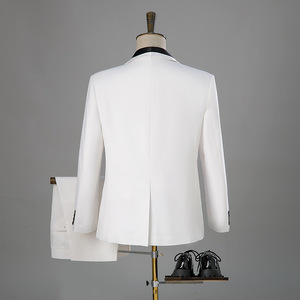 Veste de costume professionnelle pour homme, blanche, à simple boutonnage, à braguette boutonnée, style coréen, vêtements de travail multi-poches - Product Image 4