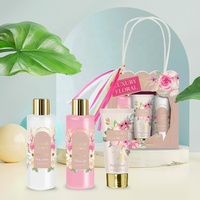 Marque privée 3 pièces parfum fleur de rose Spa gommage corporel gel douche et lotion de soin ury bain coffret cadeau Banyo Seti pour femme