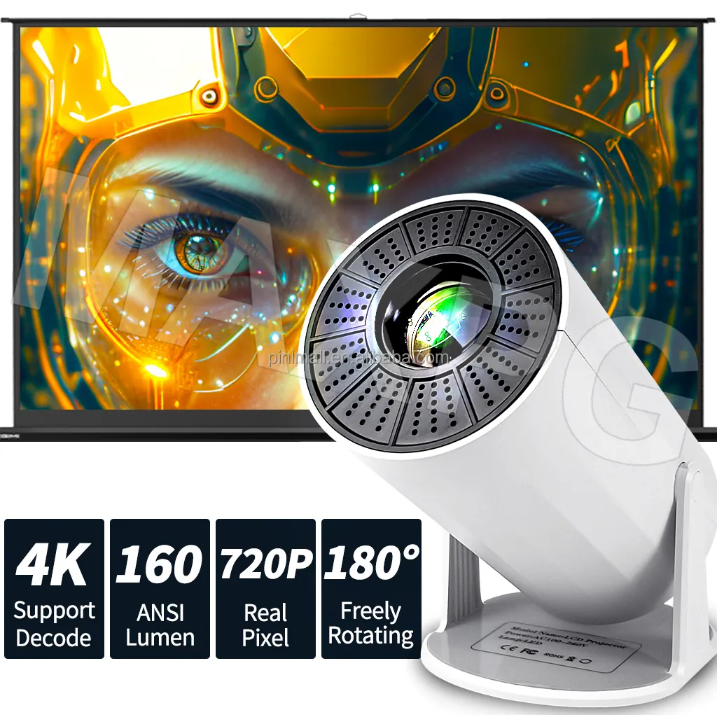 720P 120 ANSI lúmenes HY300 3D proyector inteligente Full Hd Dlp Proyector 4K proyector LED LCD nuevo Wifi 500g Mini proyector 4K LED