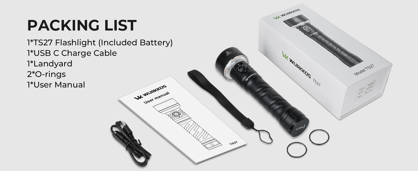 Wurkkos TS27 3200LM Flashlight - Bright, Rechargeable, and Durable
