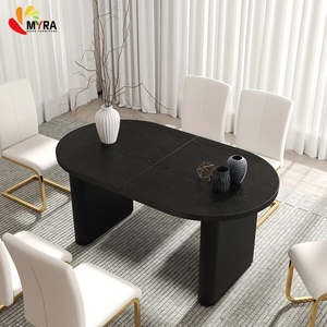 طاولة طعام خشبية بيضاوية قابلة للتمديد بتصميم عصري جديد مع قاعدة - Product Image 5