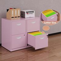 Classeur de bureau moderne rose à 2 tiroirs pour le bureau à domicile Taille de la lettre Fonction de verrouillage en métal Assemblage requis pour l'atelier scolaire