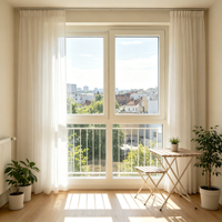 Fenêtre coulissante UPVC à cadre étroit et grande vue pour appartement en ville, système de poulies silencieux et fluide