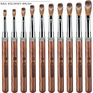 Alta Calidad 8~16 #   <span class=keywords><strong>Pincel</strong></span> de Uñas Redondo de Pelo de <span class=keywords><strong>Kolinsky</strong></span>, Tamaño Sable, con Mango de Madera, para Uñas Acrílicas, Venta al por Mayor, Alemania - Product Image 1