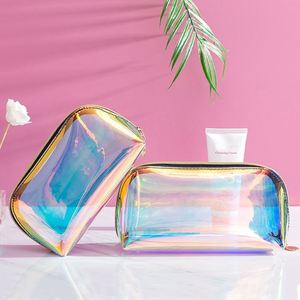 กระเป๋าเครื่องสำอางทรงครึ่งวงกลมแบบเลเซอร์สีรุ้ง ความจุเยอะ คุณภาพดี สวยงาม ใช้งานสะดวก - Product Image 2