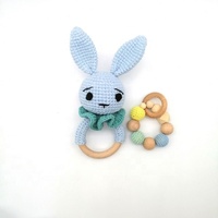 Jouet hochet en crochet fait main pour bébé, lapin doux en peluche avec rembourrage en coton PP, doudou pour enfants