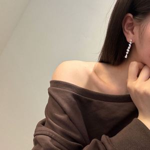 Dylam <b>Top</b> Fine Women Jewellery 925 Sterling Silver 5A Cubic Zirconia Shiny Tassel Multiple Stone Stud <b>Earrings</b> for Women - Product Image 3