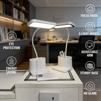 Lampe de bureau LED personnalisée en gros avec porte-stylo, rechargeable, pour dortoir, chambre à coucher, veilleuse, lecture et étude au bureau