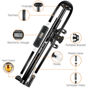 Bomba de Bicicleta de Montaña WEST BIKING de Aleación de Aluminio SV/AV, 160 PSI, Bomba Eléctrica Portátil para Bicicleta de Montaña y Carretera con Accesorios - Product Image 4