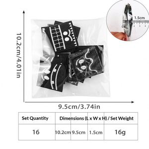 Patch thermocollant en tissu brodé créatif, motif carré noir avec expression amusante, pour vêtements, chapeaux et sacs à dos - Product Image 2