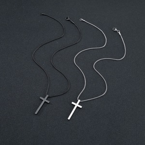 Collar con colgante de Cruz Negra de acero inoxidable, joyería para hombre, Collar chapado en oro blanco con Biblia de Jesús para hombre - Product Image 2