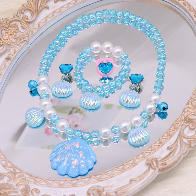 Transparent large shell blue 5 piece set opp bag