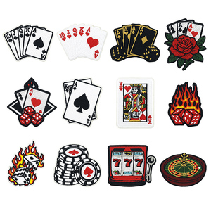 Patchs brodés thermocollants Texas Hold'em Poker, patchs décoratifs <span class=keywords><strong>Roulette</strong></span> de casino américaine - Product Image 1