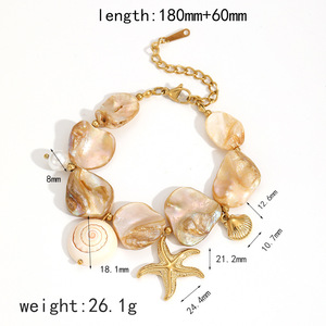 Seashell Starfish Stainless Steel <b>Bracelet</b> Necklace <b>Set</b> For Women Ocean Style Jewelry Party Accessories - Product Image 5