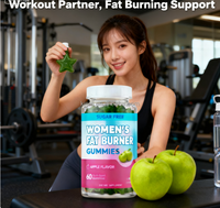 Gommes pour brûleurs de graisse pour femmes sans sucre Saveur de pomme, bonbons pour perdre du poids avec thé vert et cétones de framboises