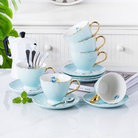 Service à thé de luxe moderne 80 ml, ensemble multicolore, tasse à café en céramique peinte à la main, personnalisable, durable