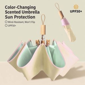 Sombrilla Plegable de Madera Sólida con Mango de Madera, Protección UV y Recubrimiento de Color, Directo de Fábrica - Product Image 2