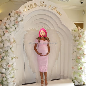 Arche de fond 3D multicouche ZKAI pour événements, baby shower, fêtes, mariages, anniversaires, décorations plumes <span class=keywords><strong>et</strong></span> ailes, toile de fond photo en acrylique - Product Image 2