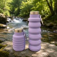 Bouteille d'eau sport pliable en silicone 500 ml avec bouchon à vis, sans BPA et réutilisable pour les voyages et le camping – Meilleure vente