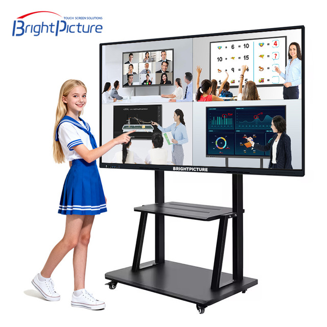 75 Inch LCD Interactive Whiteboard 20 Point IR Touch 4K LED Smart Board for Classroom Education