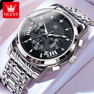 <span class=keywords><strong>Orologi</strong></span> da polso da <span class=keywords><strong>uomo</strong></span> OLEVS, impermeabili, luminosi, cronografi, con fasi lunari, alla moda, in acciaio inossidabile, al quarzo, <span class=keywords><strong>originali</strong></span>, per <span class=keywords><strong>uomo</strong></span> 2892 - Product Image 2