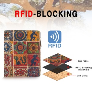 Women Short Cork Custom Vegan <b>Wallet</b> <b>RFID</b> <b>Blocking</b> Bifold Zipper Coin Pocket Card Holder with Polyester Lining - Product Image 2