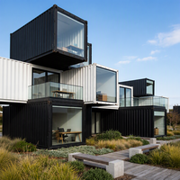 Maison conteneur modulaire pliable moderne avec mur en verre, aménagement intérieur complet, marque JUJIU, garantie 5 ans pour les locations Airbnb et les vacances