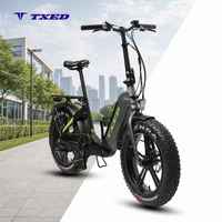 Vélo électrique pliable TXED New 20"*4.0 avec pneus larges, moteur 48V 500W, batterie lithium intégrée